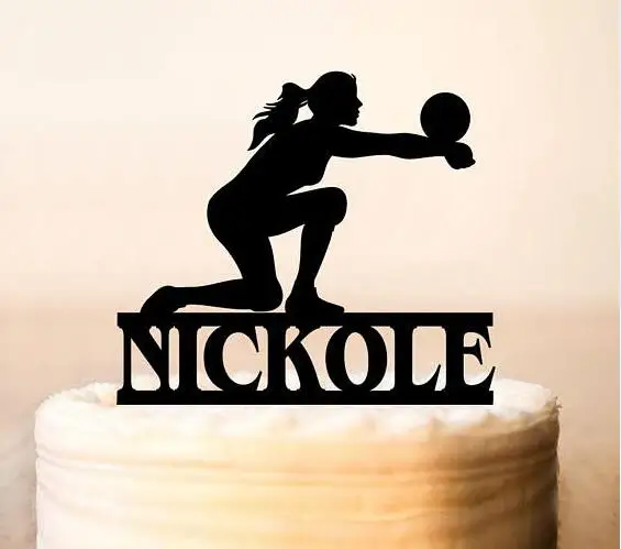 

Personalized Volleyball Cake Topper Custom Volleyball Girls Silhouette volleyball player Birthday Cake Topper