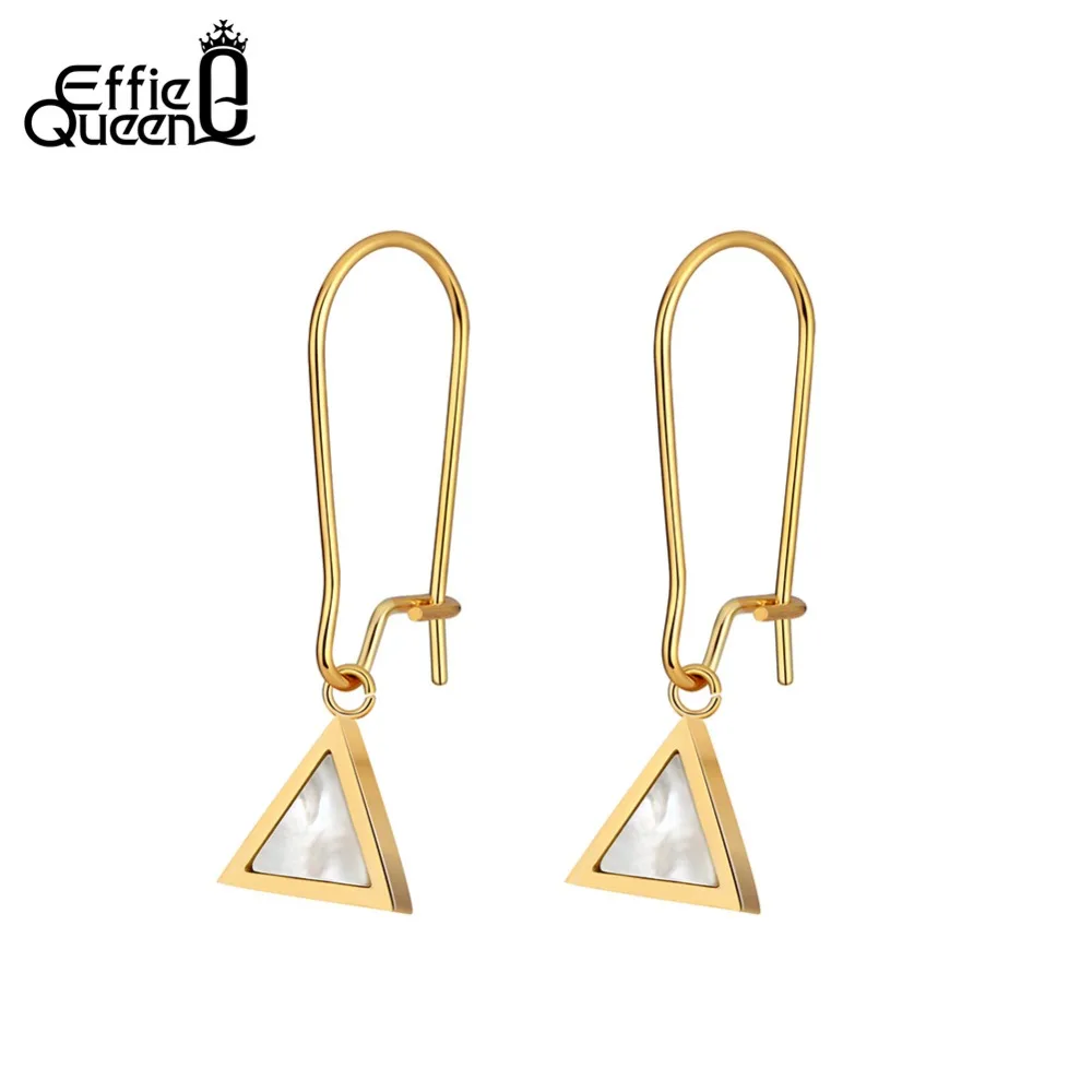 

Effie Queen Geometric Shape 316L Stainless Steel Dangle Earrings Shell Drop Earring for Female Vintage Jewelry Oorbellen DGTE132