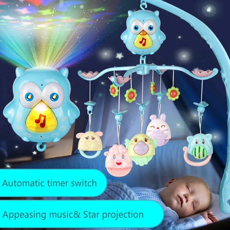 

New Baby Rattles Toy 0-12 Months Crib Mobile Musical Bed Bell With Sky Stars Rattles Projection Cartoon Early Learning Kids Toys