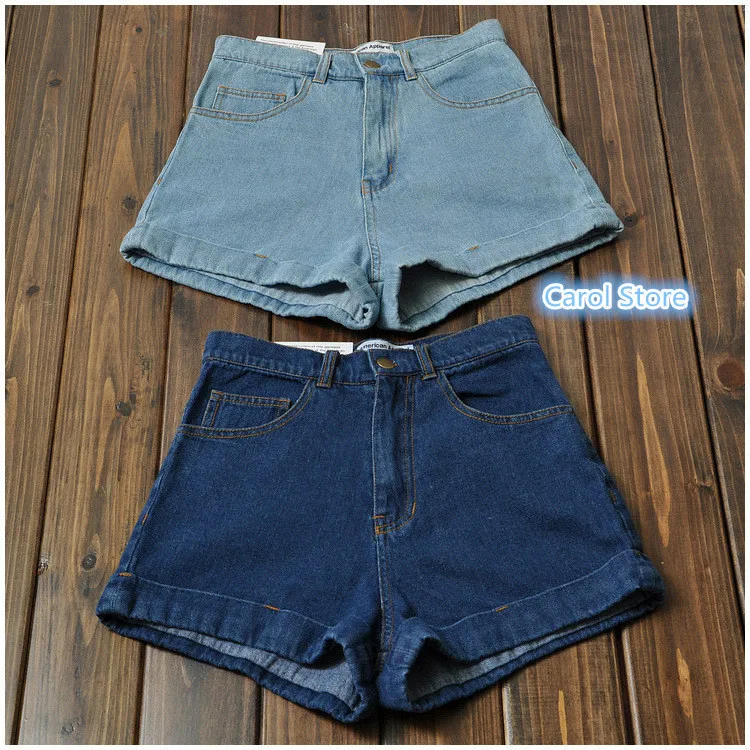 GCAROL Euro Style Women Denim Shorts Vintage High Waist Cuffed Jeans Shorts Street Wear Sexy Shorts For Summer Spring Autumn 25