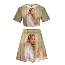 Костюм с короткой юбкой EXID,, 2 футболки с короткими рукавами и короткая юбка, костюм, 2 предмета, высокое качество, повседневные новые комплекты EXID