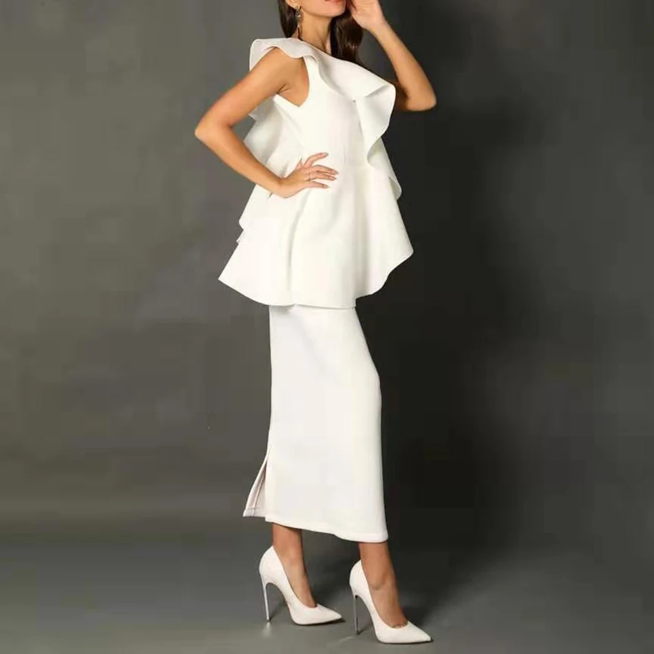 2020 летнее модное женское элегантное платье без рукавов с оборками Vestidos