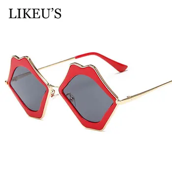 

LIKEU'S New Arrival Fashion Personality Sunglasses Lips Women Metal Sun Glasses Sexy Designer Red Lips Lady Accessory Eyewear
