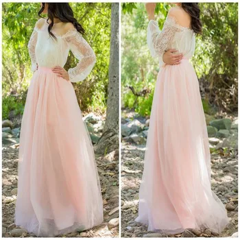 

Light Peach Pink A-Line Bridesmaid Skirts Tiered Ruffle Custom Made Waist Zipper Formal Party Prom Skirts New Style