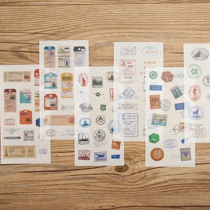 

6PCS New Cute Vintage Stamp Children Stationery Stickers For DIY Albums Scrapbooking Diary Decoration Cartoon Depicting