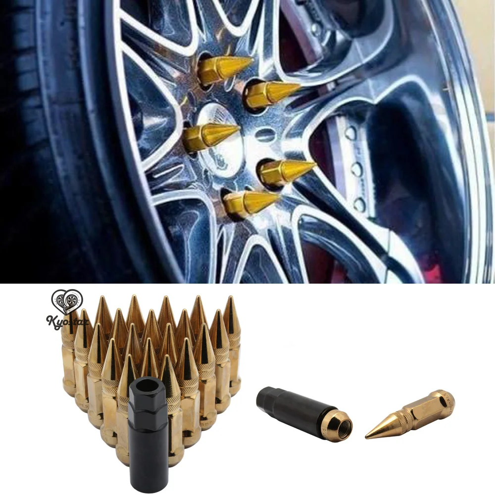neo chrome lug nuts 20 pcs JDM 80mm Car Spiked / Decor Auto Hub Screw