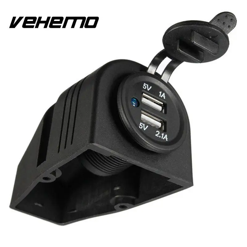 

Dual USB Cars Lighter Socket Splitter Charger Power Adapter Outlet LED 12V Black