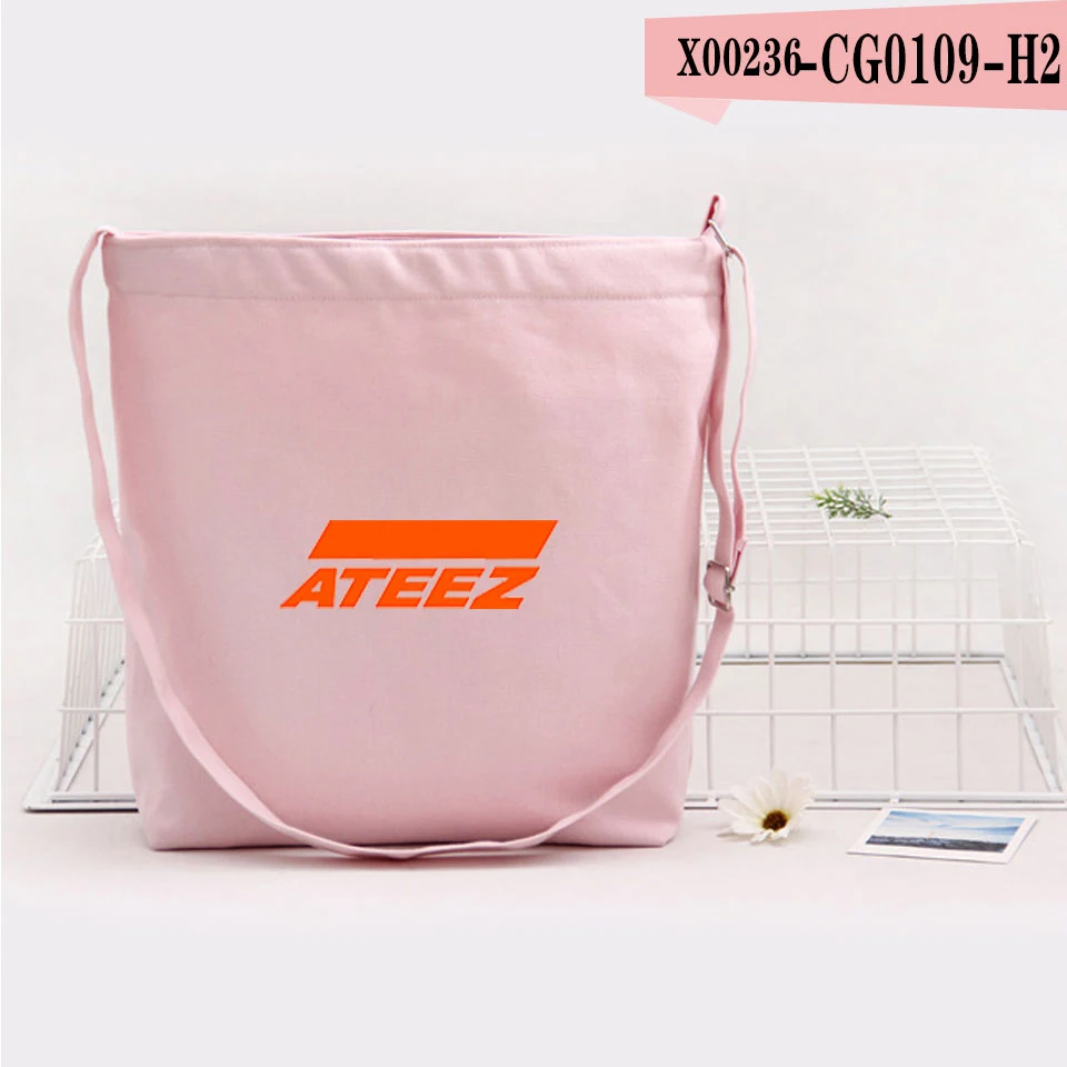 ATEEZ LOGO новые сумки для женщин новые модные сумки через плечо холщовые сумки в стиле хип-хоп Новое поступление вместительные сумки - Цвет: Pink