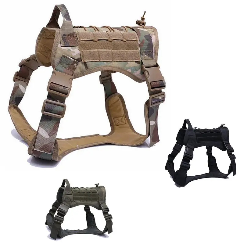 

Military Tactical Dog Harness Vest Training Hunting Molle 1000D Nylon Vest Adjustable Water-resistan Dog Harness Clothes