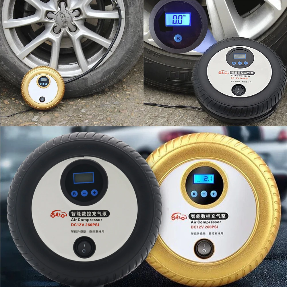 DC 12 V 260PSI авто электрический воздушный компрессор 10A автомобильный насос цифровые, со светодиодом Дисплей 100 W переносной воздушный насос для автомобилей Мото