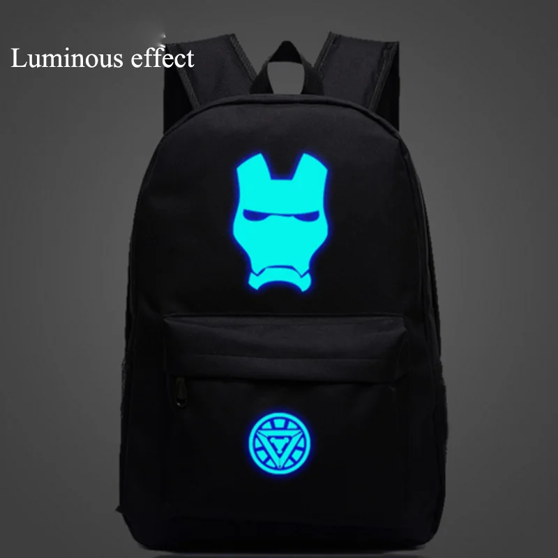 

Iron Man Luminous backpack Printing Backpack Glow Bags for Teenager Girls Bookbags Vintage Laptop Backpacks Female School bag