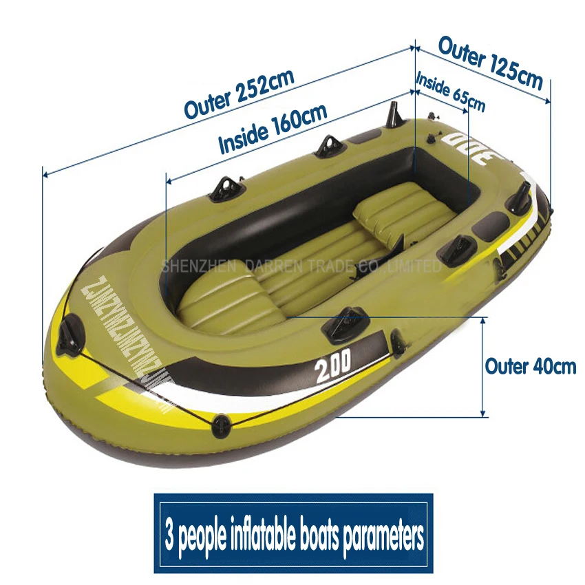 3 человека каяк толстые резиновые лодки надувная лодка для рыбалки, каяк штурмовая Лодка на воздушной подушке качество подшипника 260-320 кг