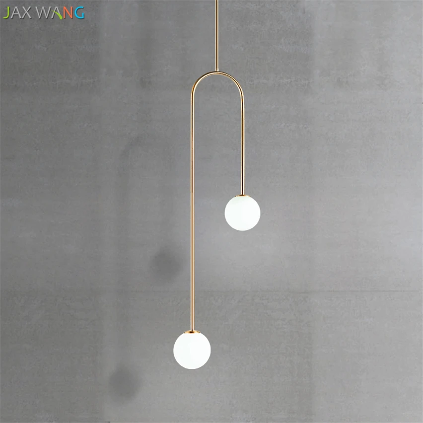 

Nordic Bedroom Bedside U Shaped Hanging Pendant Lights Modern Lamps Dining Room Living Room Bar Led Glass Ball Warm De Fixtures