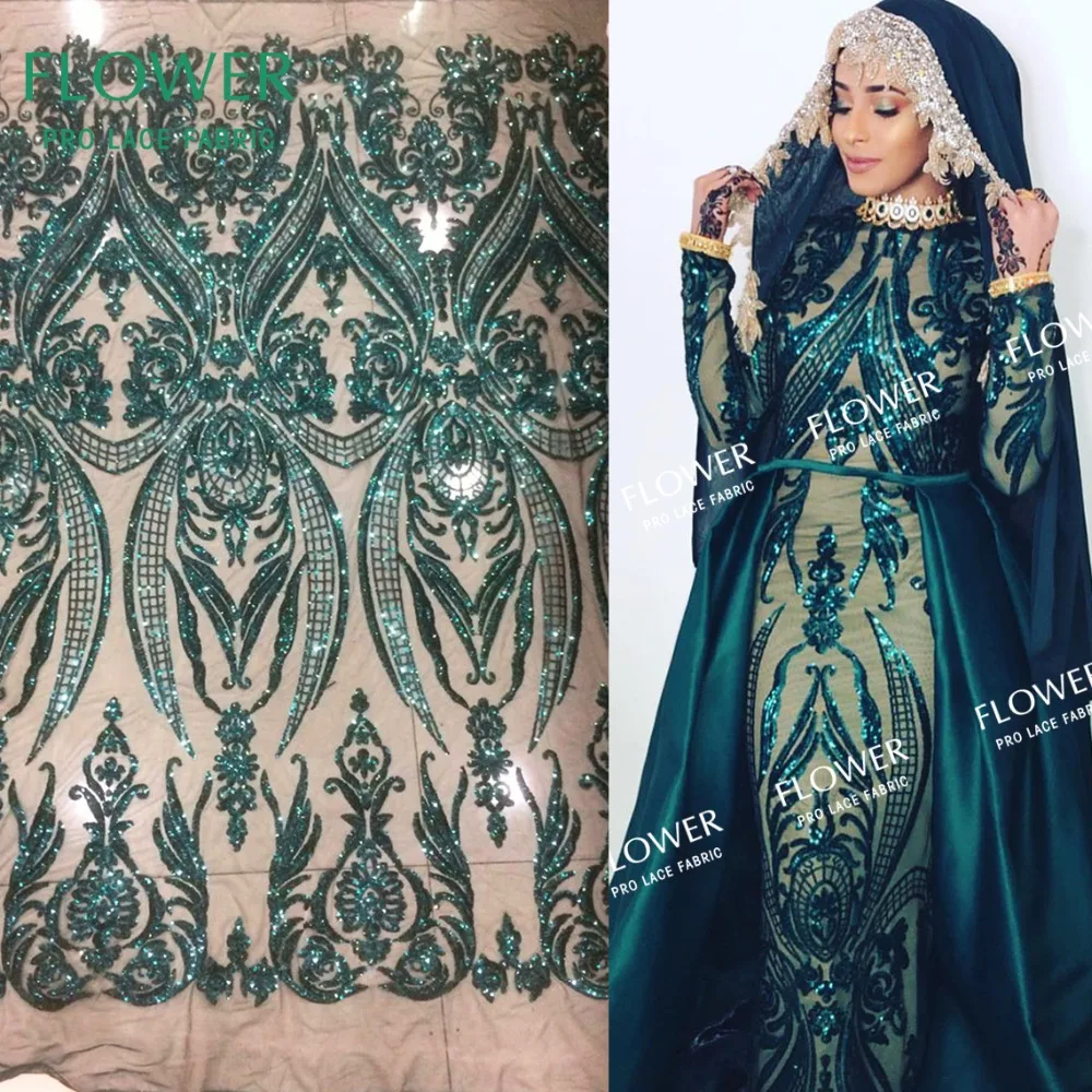 

Unique Design Sequins Lace Fabric 2018 African Latest Green Sequined Guipure Lace Fabrics New India Nigerian Women Wedding Laces