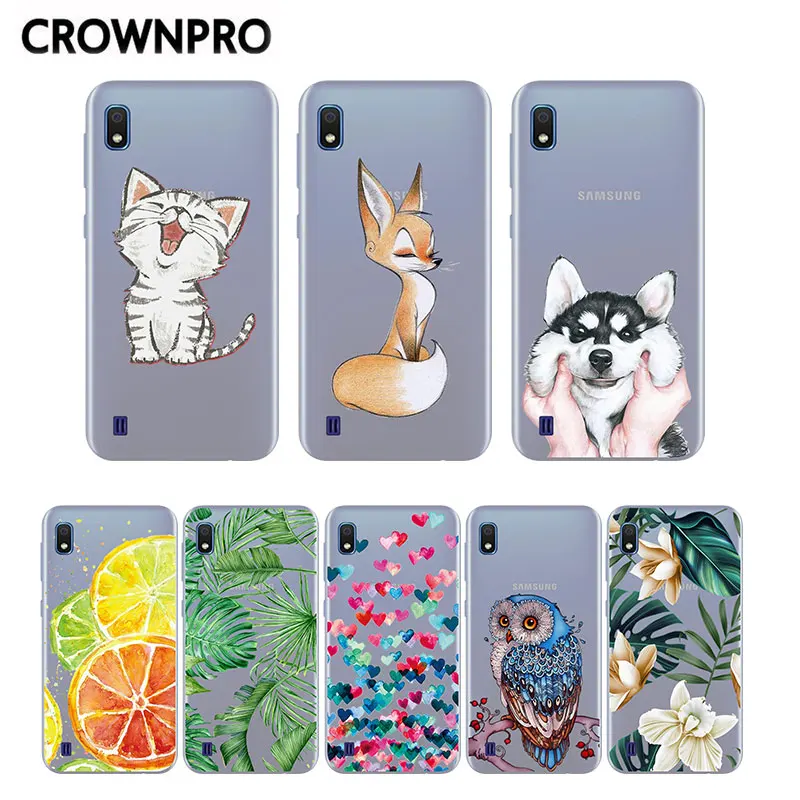 CROWNPRO الكرتون حقيبة لهاتف سامسونج A10 غطاء سيليكون لينة سفور سامسونج غالاكسي A10 TPU الغطاء الخلفي 10 2019 A105F لطيف كوكه رقيقة