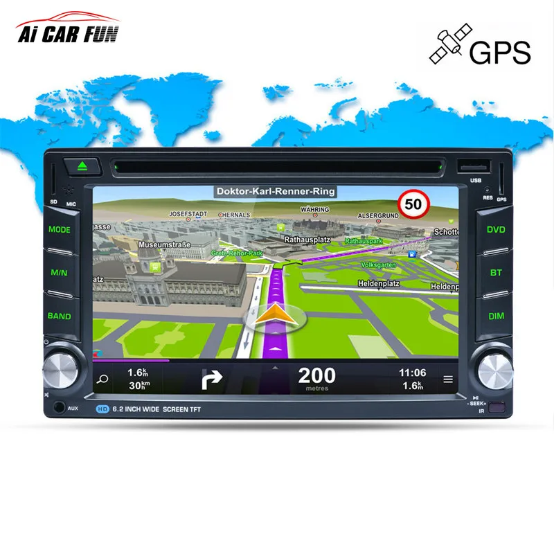 

6.2" Universal Wifi GPS Navigation Car DVD Player 2 Din Touch Screen Bluetooth Stereo AM / FM / RDS Radio Audio MP3 Music Player