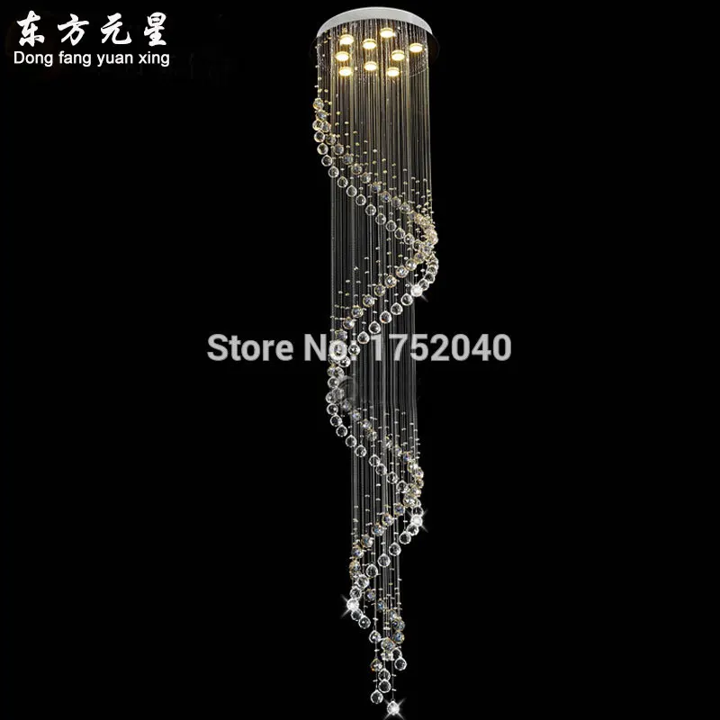 

modern stairs chandelier light clear crystal chandelier lamp for hotel hall Dia50*H180cm