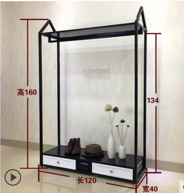 Clothing store hanger display stand floor-standing men and women loading shelves with cabinet display rack side hanging in the i - Цвет: 3