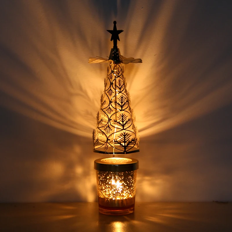 

European Iron Candlestick Tree Rotation Lantern Candle Aromatherapy Romantic Candlelight Dinner Gifts Articles