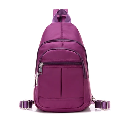 Женские рюкзаки для девочек-подростков, молодежная трендовая школьная сумка для мальчиков, Студенческая сумка, нейлоновый водонепроницаемый нагрудный рюкзак для мужчин - Цвет: Purple