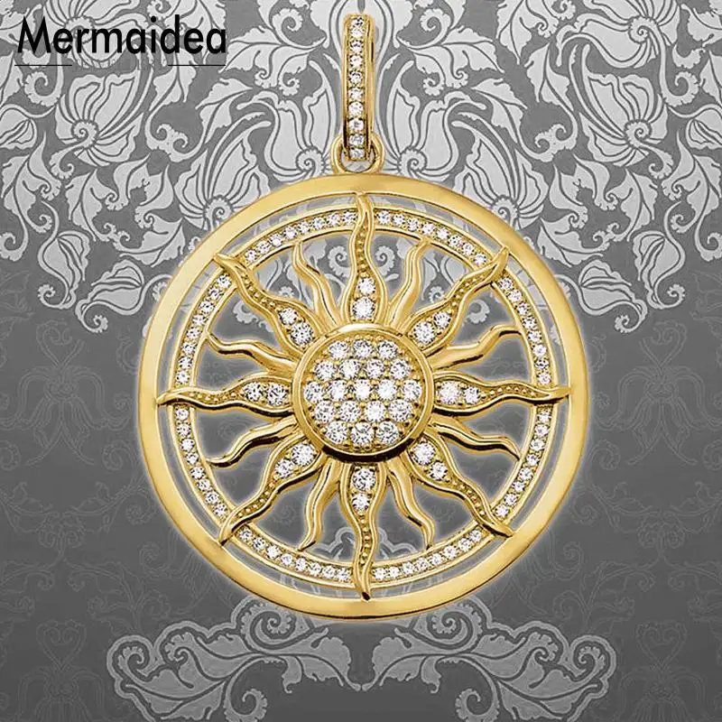 

Pendant Gold Color Sun 2019 New Fashion Jewelry Ethnic Trendy 925 Sterling Silver Cubic Zirconia Gift For Women Men Fit Necklace
