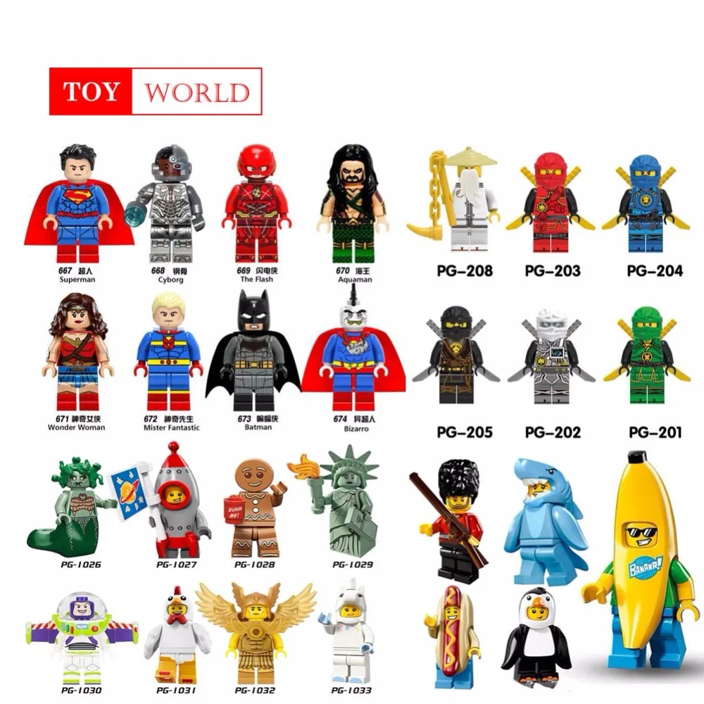 

For Singel Super Heroes Ninja Banana Man Penguin people Batman Catwoman Death Knight Legoingly Building Blocks Toys Figures GH22