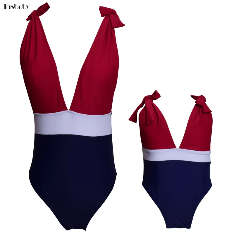 Mother Swimsuits And Kids Swimwear One Piece Swimming Suits High Waist