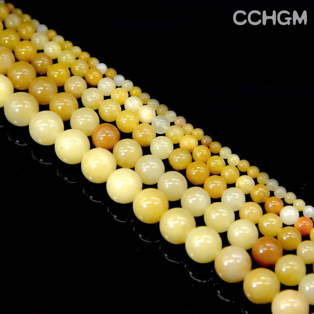 

CCHGM Hot sale strand Wholesale Polished Natural Yellow Jadee Stone Beads For Jewelry Making DIY Bracelet Necklace 4/6/8/10/12mm