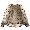 HISUMA Women O-neck Lantern Sleeve Pullover Embroidery Polka Dot Voile Basic Shirt New Elegant Lady Mesh Gauze Tulle Blouse Tops ► Photo 2/5