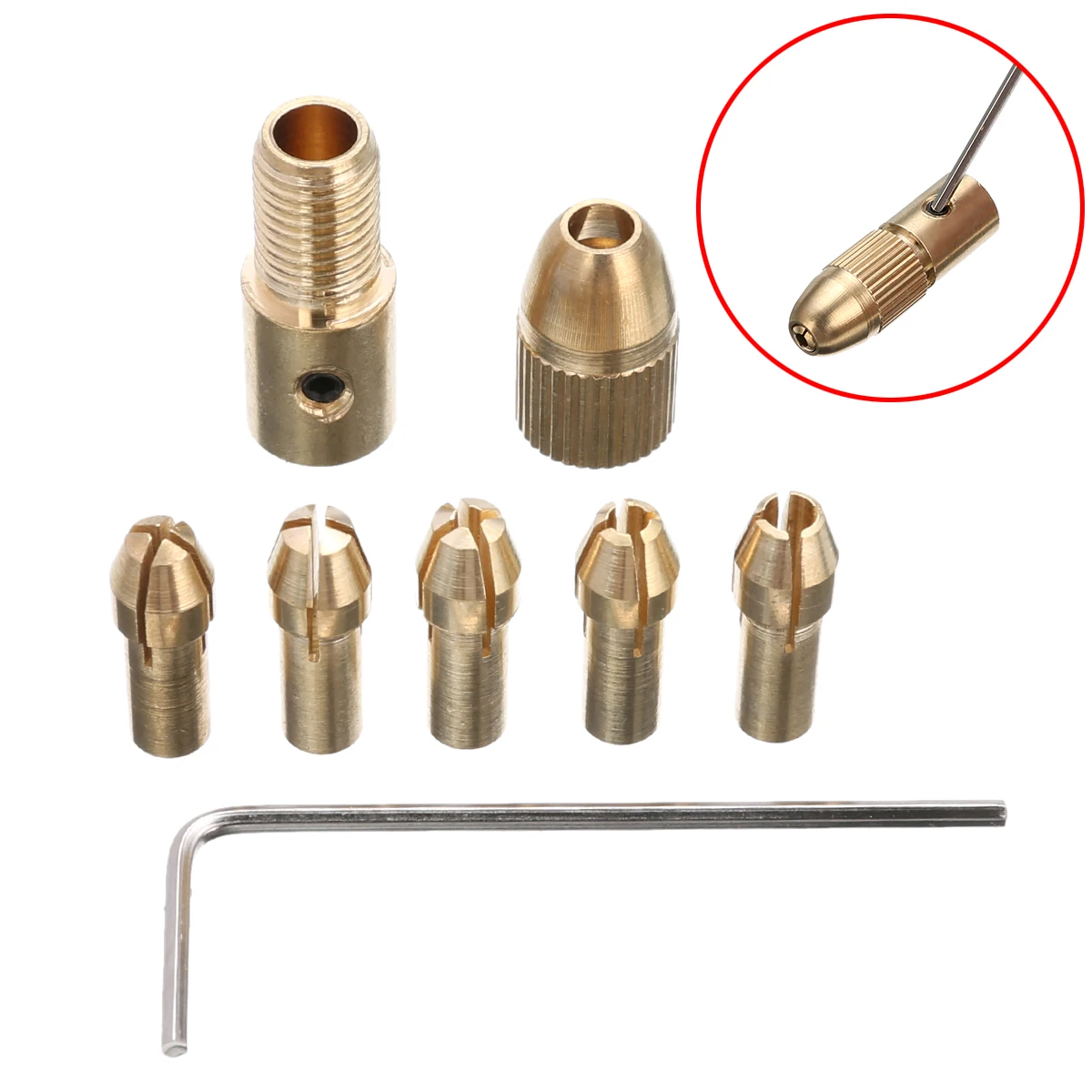 

8Pcs Copper Twist Drill Chuck 0.5-3mm Electric Drill Bit Collet Mini Twist Drill Tool Chuck Set Mayitr Power Tool Accessories