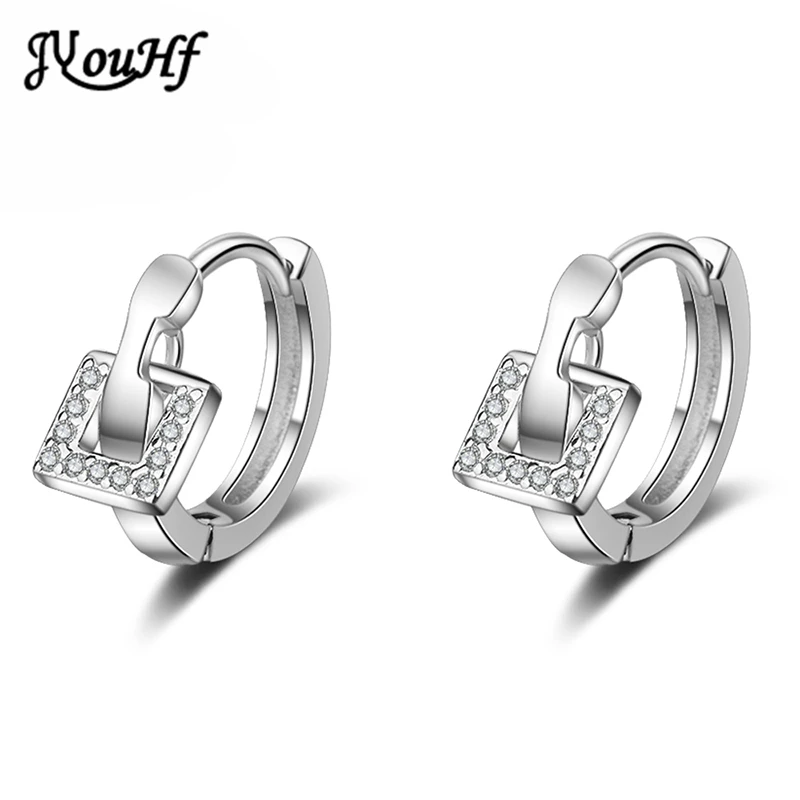 

JYouHF New Arrival 925 Sterling Silver Earrings Women Geometric Square Paved AAA Zirconia Wedding Party Earrings Silver Jewelry