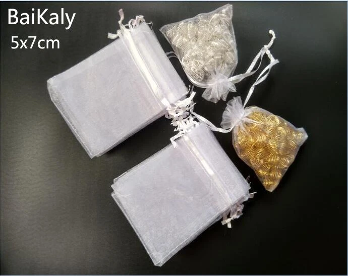 Jewelry Bags 100pcs 5x7CM Small Organza Bags Jewelry Packaging Bags Wedding Party Decoration Drawable Gift Bags Pouches 