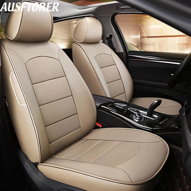 AUSFTORER Cowhide Cover Seats Car for Toyota Venza 2013 Automobiles Seat Covers Leather Seats
