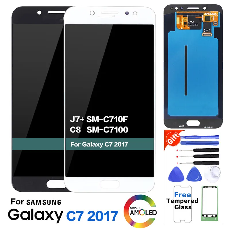 

Super AMOLED For SAMSUNG GALAXY C7 2017 C7100 Display Touch Screen Digitizer Assembly C710F lcd Screen For 5.5" SAMSUNG C8 lcd