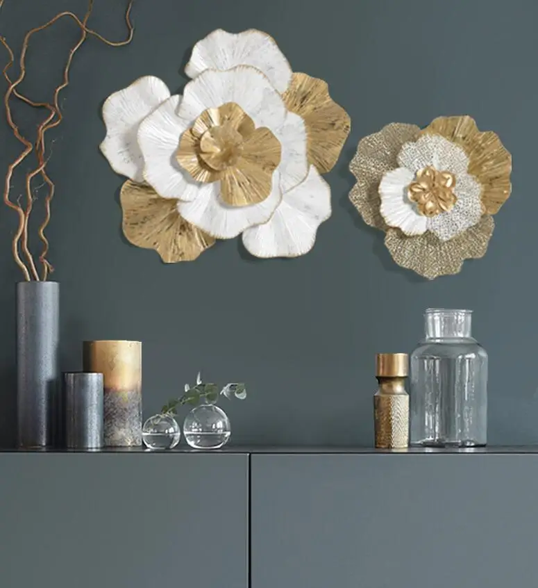 

Modern Wrought Iron Flower Wall Decoration Pendant Livingroom Background Wall Hanging Ornaments Hotel Porch Wall Mural Craft Art