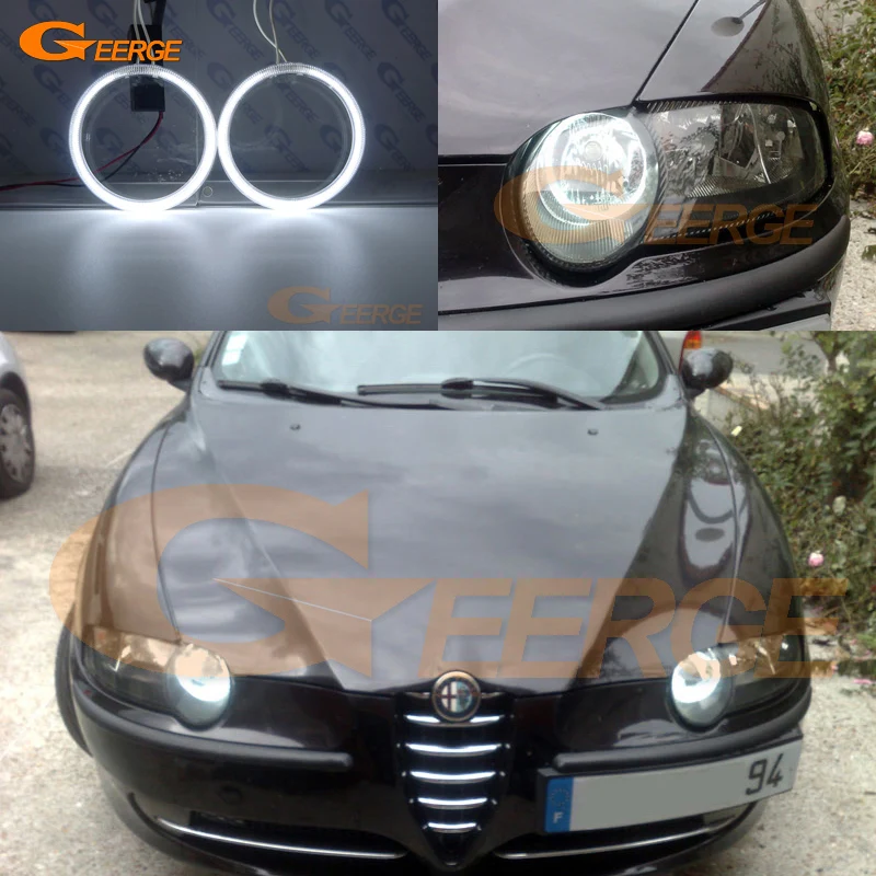 Для Alfa Romeo 147 2000 2001 2002 2003 2004 галогенная фара превосходная ультра яркая подсветка с холодным катодом(CCFL) Ангельские глазки комплект Halo Кольцо