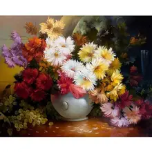 Цветы с обширным DIY Цифровая живопись маслом по номеру картины украшение стены Идеальный Рождественский подарок на день рождения P1203