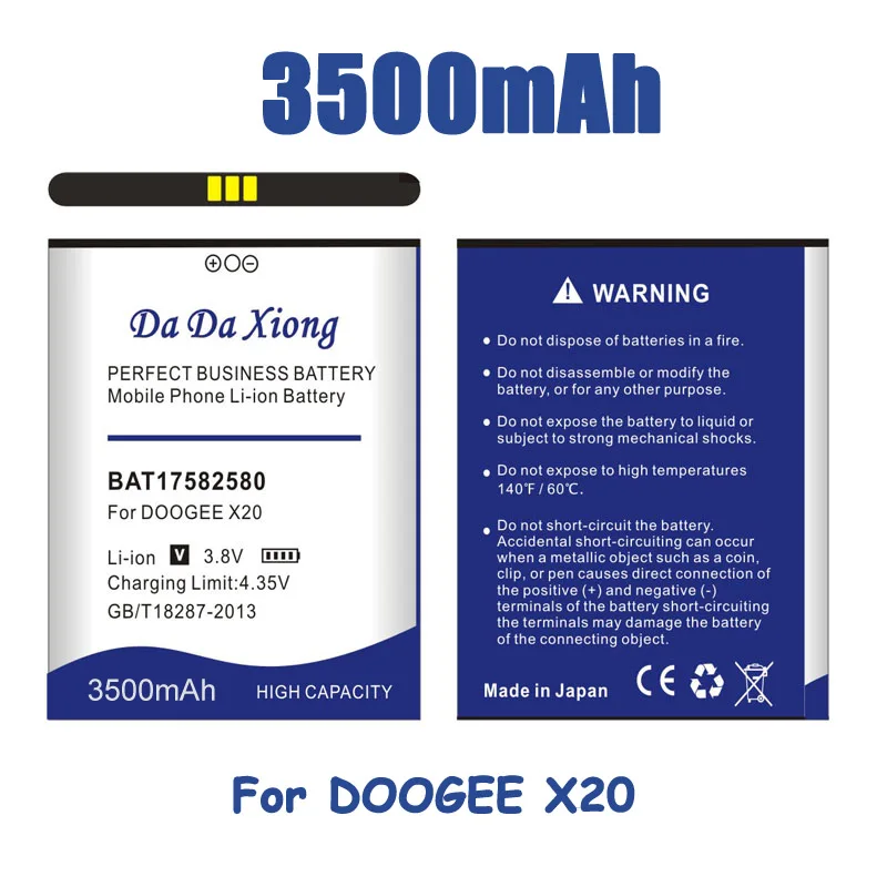 

3500mAh BAT17582580 Mobile Phone Battery For Doogee X20 X20L Mobile phone replacement battery