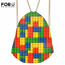 FORUDESIGNS/модные женские и мужские мешочек с завязками, красочные рюкзаки для девочек с принтом Тетрис, мягкая сумка для хранения, для путешествий, покупок
