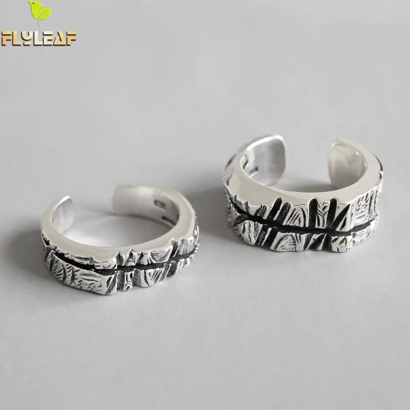 

Flyleaf 925 Sterling Silver Engraved Marks Lovers Open Rings For Women Valentine's Gift Vintage Jewelry