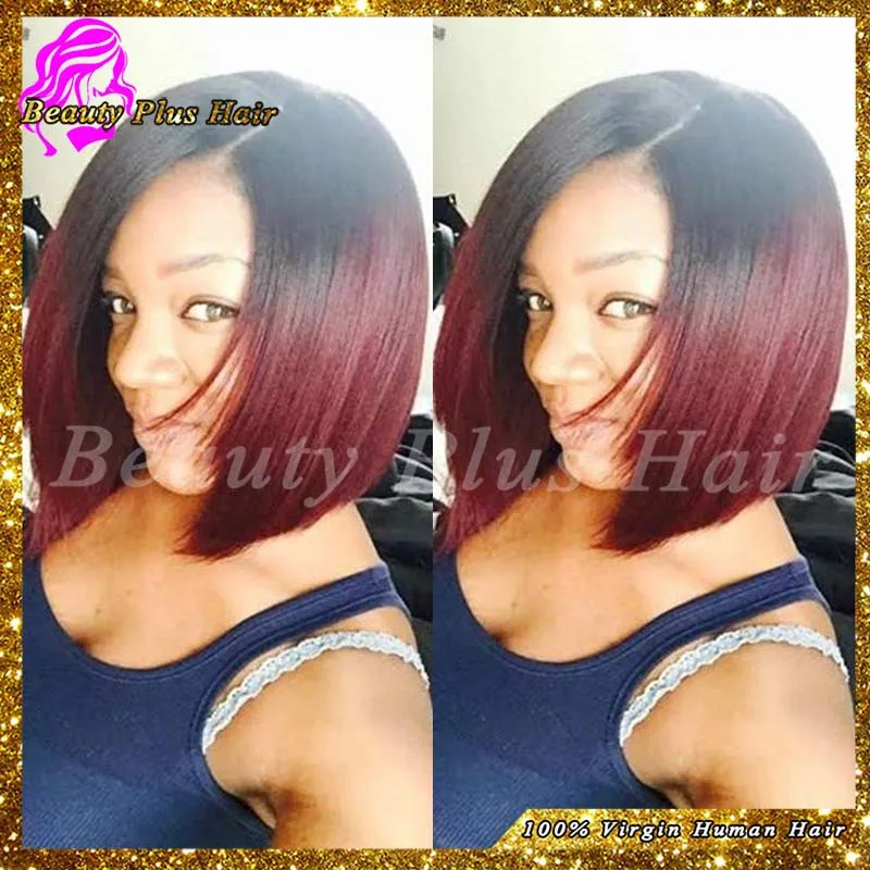 7a New Arrival Burgundy Bob Wigs Brazilian Full Lace Wigs Short