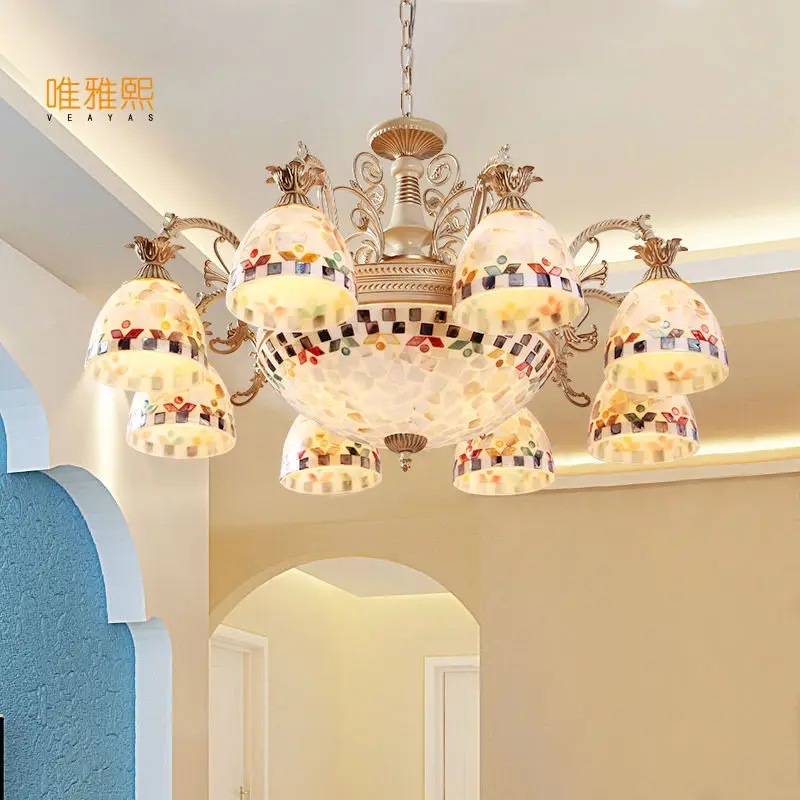Золотые люстры антикварная лампа бра tiffany light conch glass для спальни гостиной