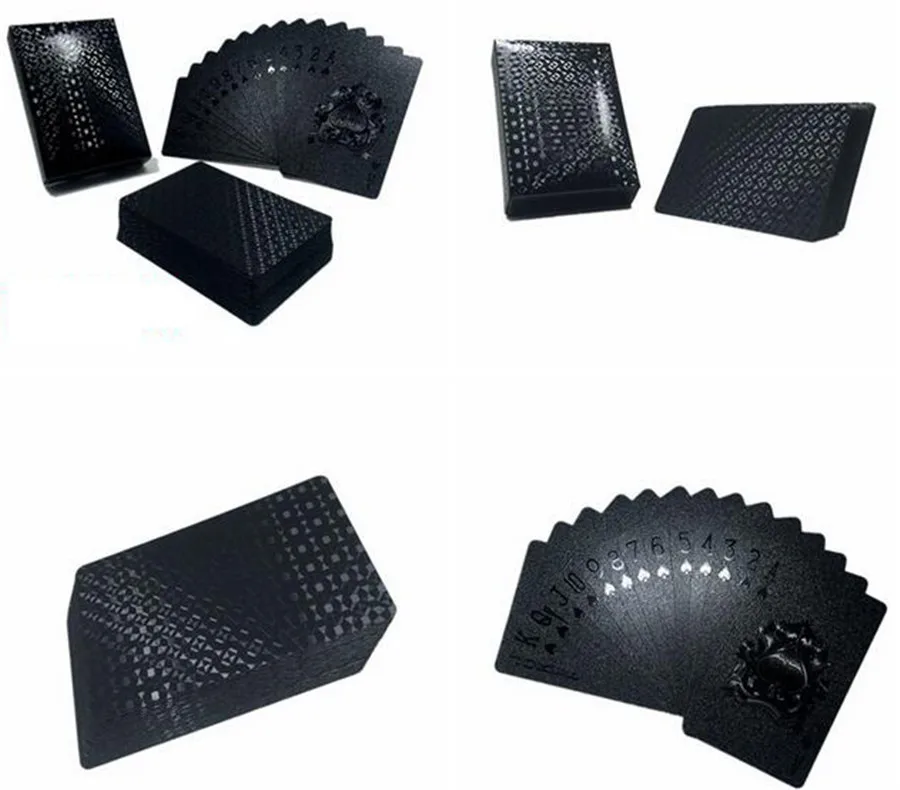 Cool Washable Black PVC Playing Cards Wear Resistant Waterproof Plastic Poker Game Deck Durable 54pcs Poker Set Board Game  (7)