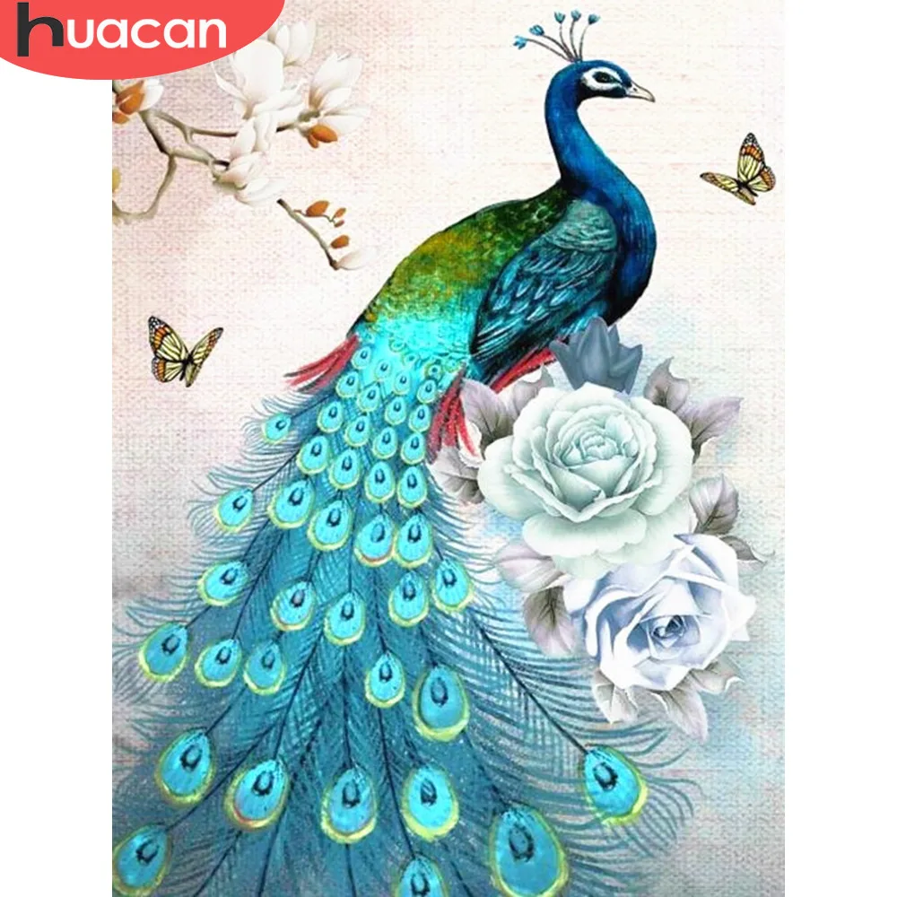 

HUACAN Diamond Mosaic Peacock Diamond Painting 5d Diamond Embroidery Animal With Square/Round Rhinestones Pictures Diamond Art
