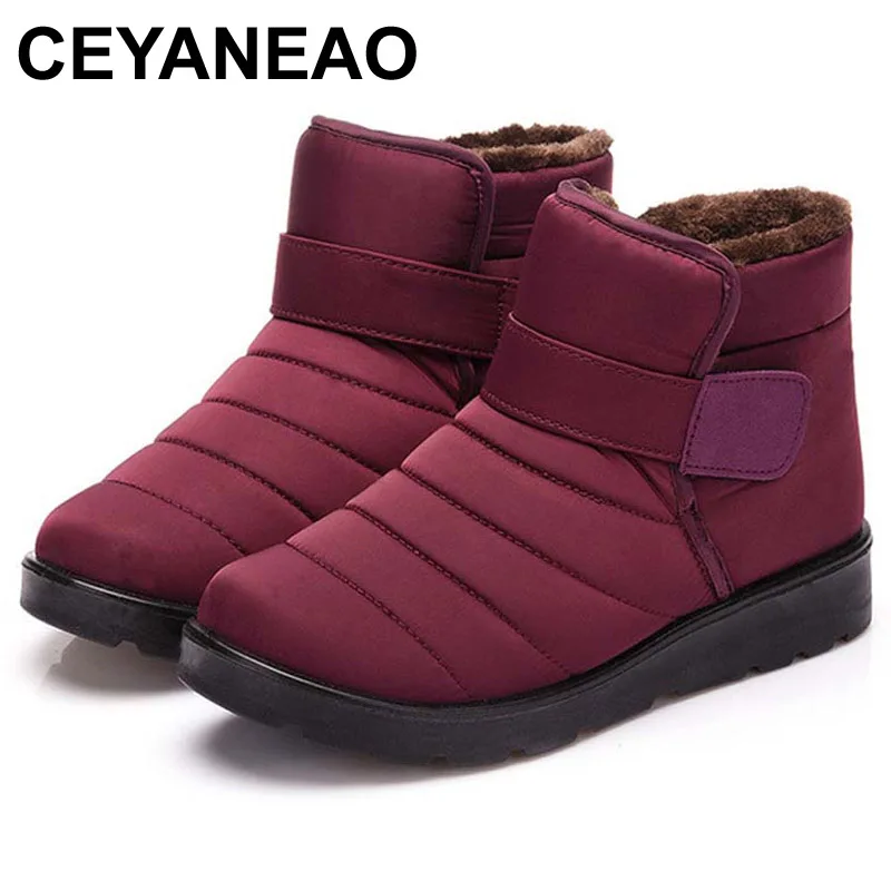 

CEYANEAOSnow boots waterproof winter boots women 2019 short boots ankle for women winter shoes woman flat shoes hook loop bottes
