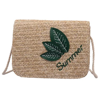

FGGS-New One-Shoulder Straw Small Bag Female Korean Version Of The Fashion Simple Girl Slung Small Square Bag Beach Bag