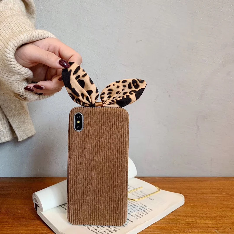 Чехол для телефона с милыми кроличьими ушками iphoneXS XR XS MAX Вельветовая мягкая
