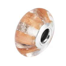 Подходит для браслетов Pandora Charms 925 пробы-серебро-ювелирные изделия мерцающие полосы муранские стеклянные бусины