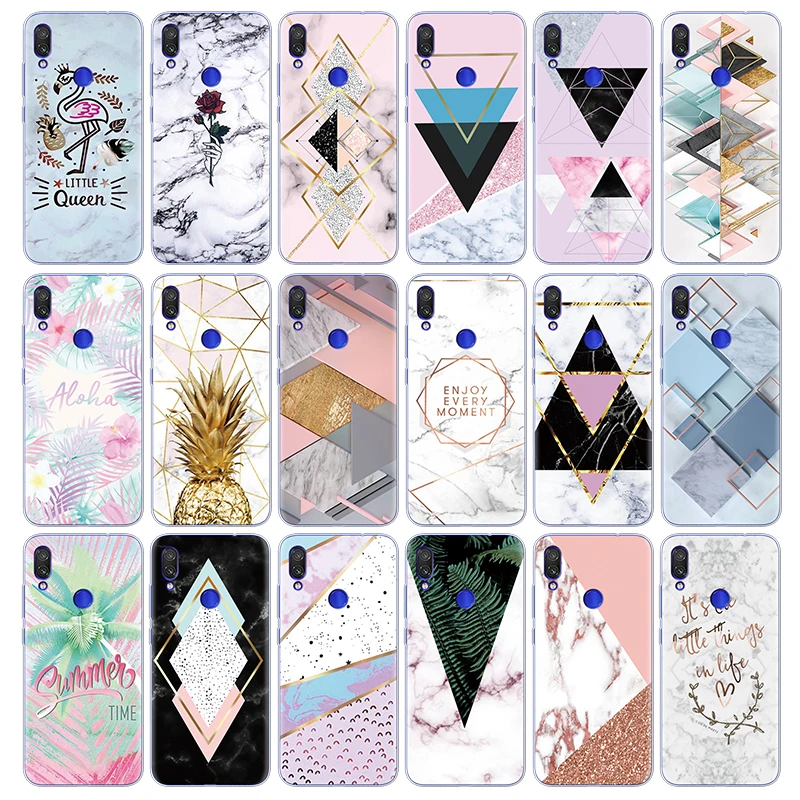

Flower Marble Queen Mobile Phone Case For Xiaomi Redmi Note 7 Pro Case 6.3'' Soft TPU carcasas Coque For Redmi Note7 Bags luxury