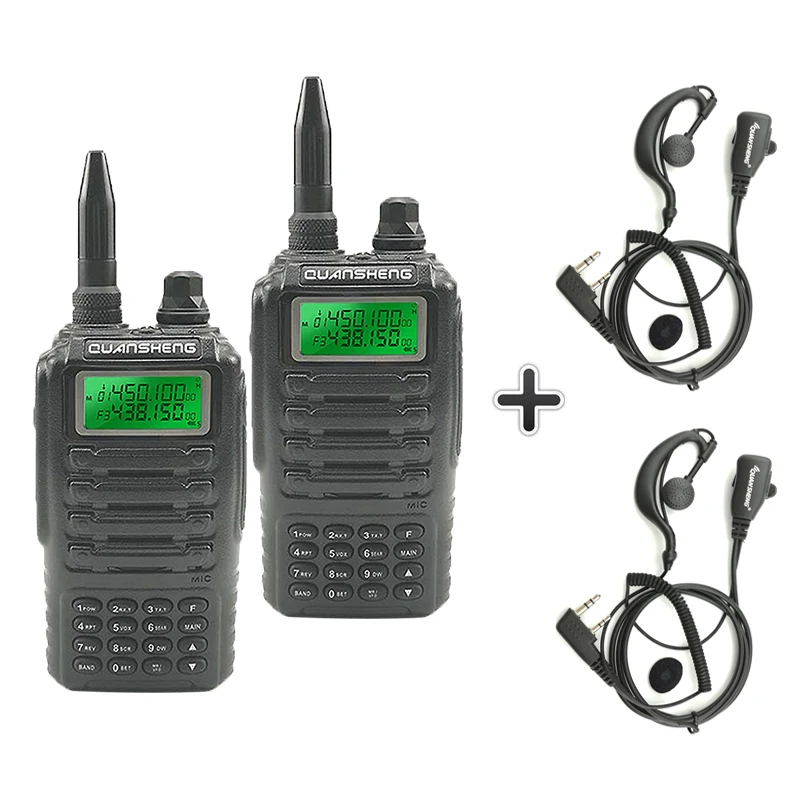 2 шт. Quansheng TG-UV2 портативная рация Двухдиапазонная Ham Vhf Uhf мобильное радио PTT портативное переговорное TG UV2 двухстороннее радио приемопередатчик - Цвет: Add 2 headsets